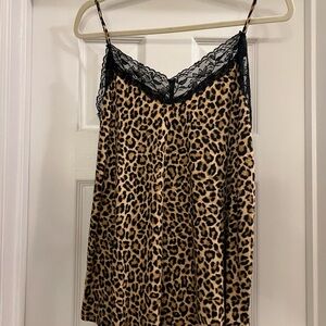 Celeste Boutique Leopard Print Lace Trim Cami 2xl